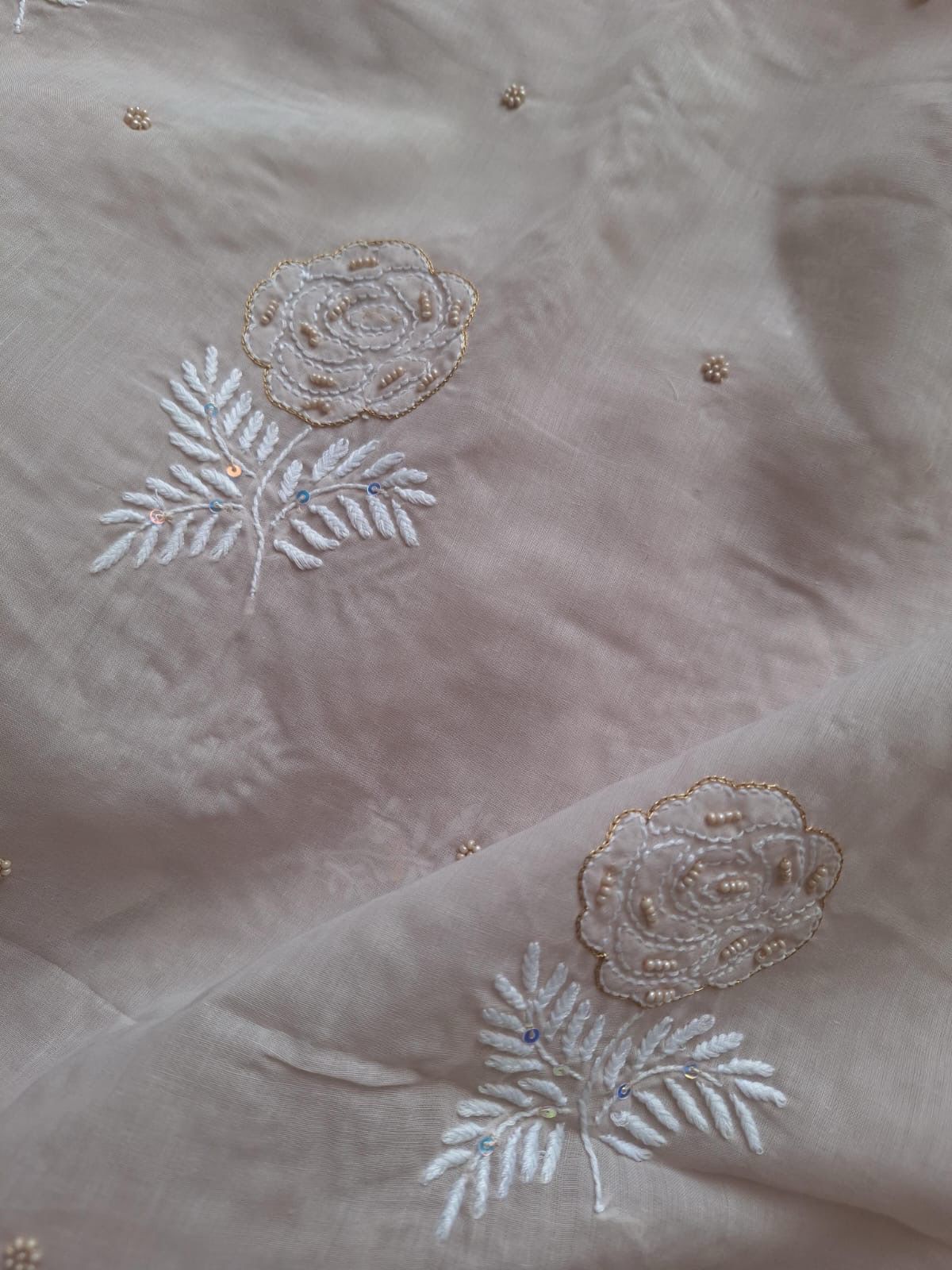 Beige Parsi Neckline Embroidered Kurta