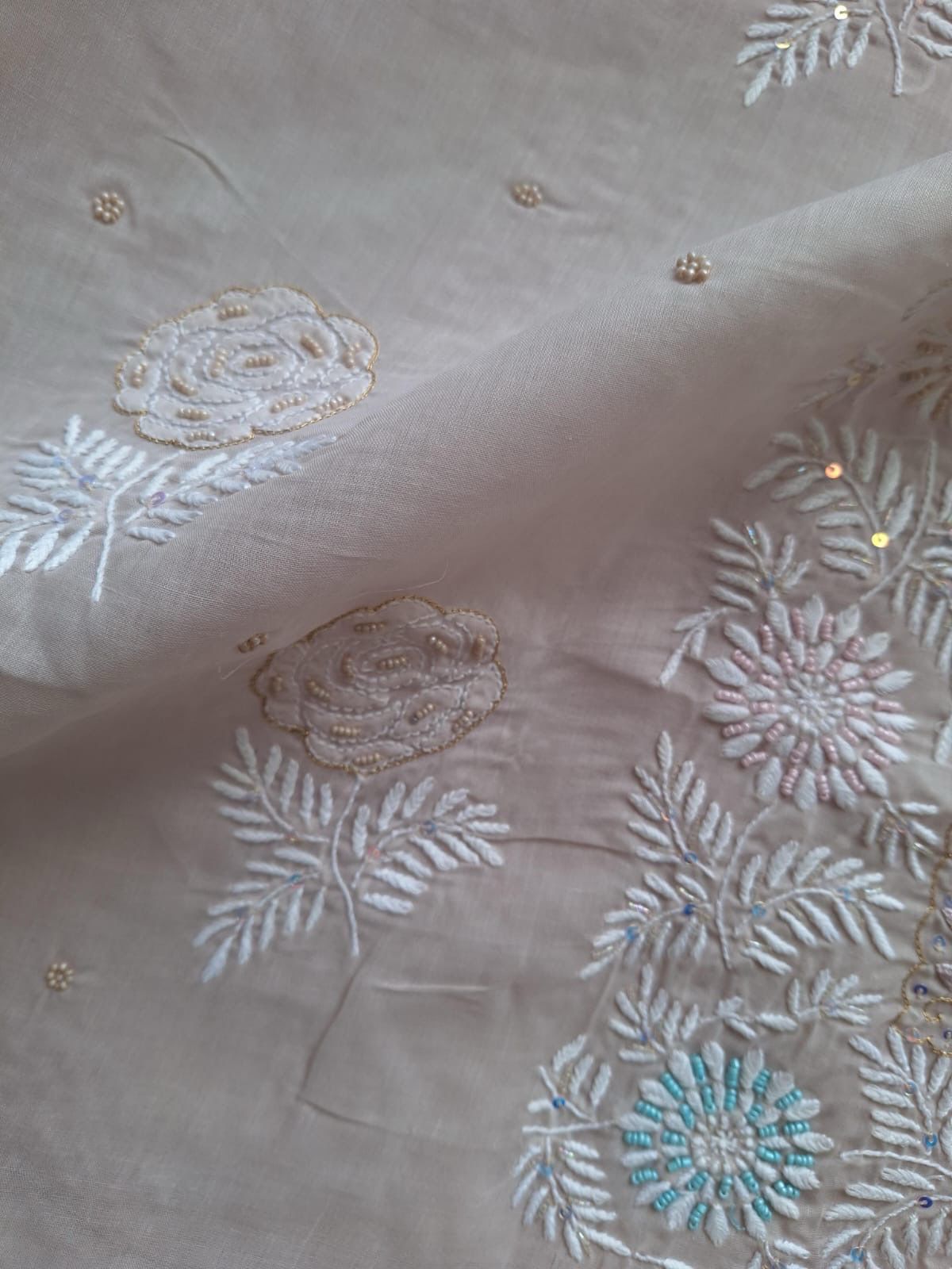 Beige Parsi Neckline Embroidered Kurta