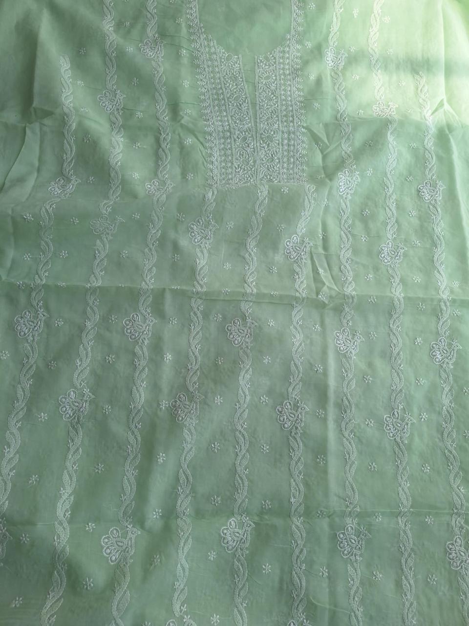 Sage Green Cotton kurta with embroidered Motifs