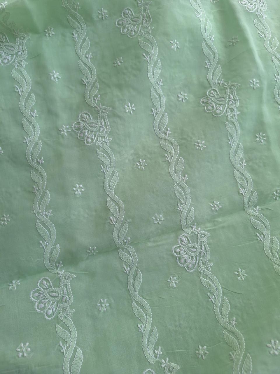 Sage Green Cotton kurta with embroidered Motifs