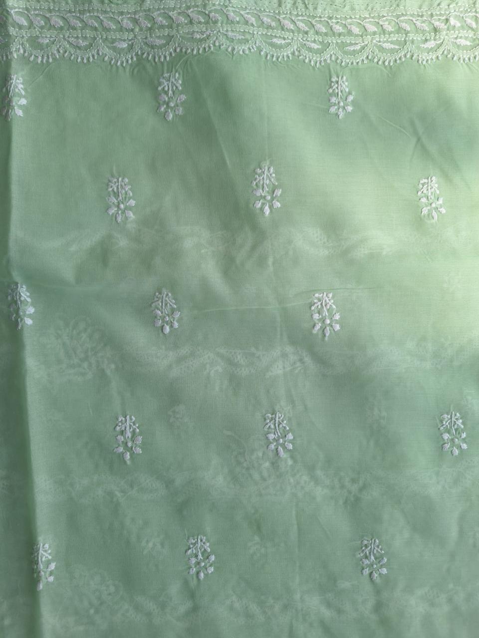 Sage Green Cotton kurta with embroidered Motifs