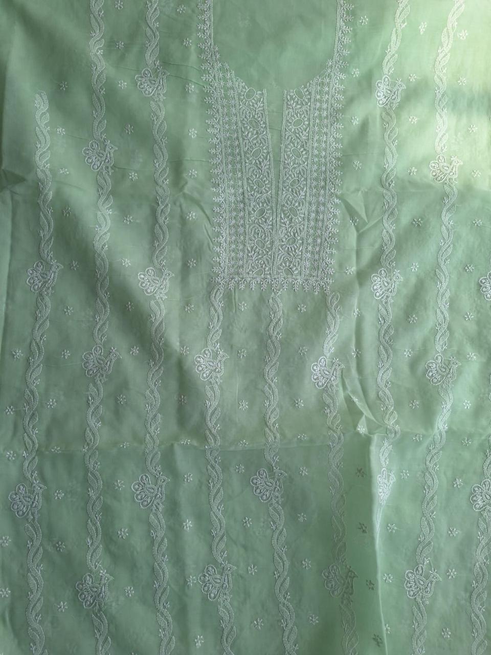 Sage Green Cotton kurta with embroidered Motifs