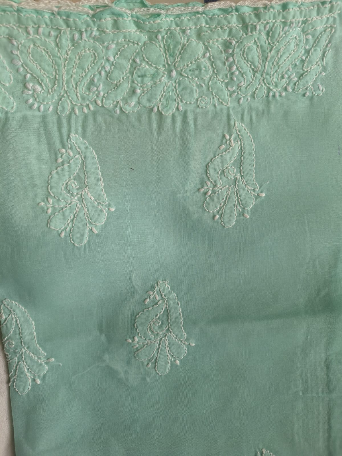 Sea Green Cotton Heavy Embellished suit