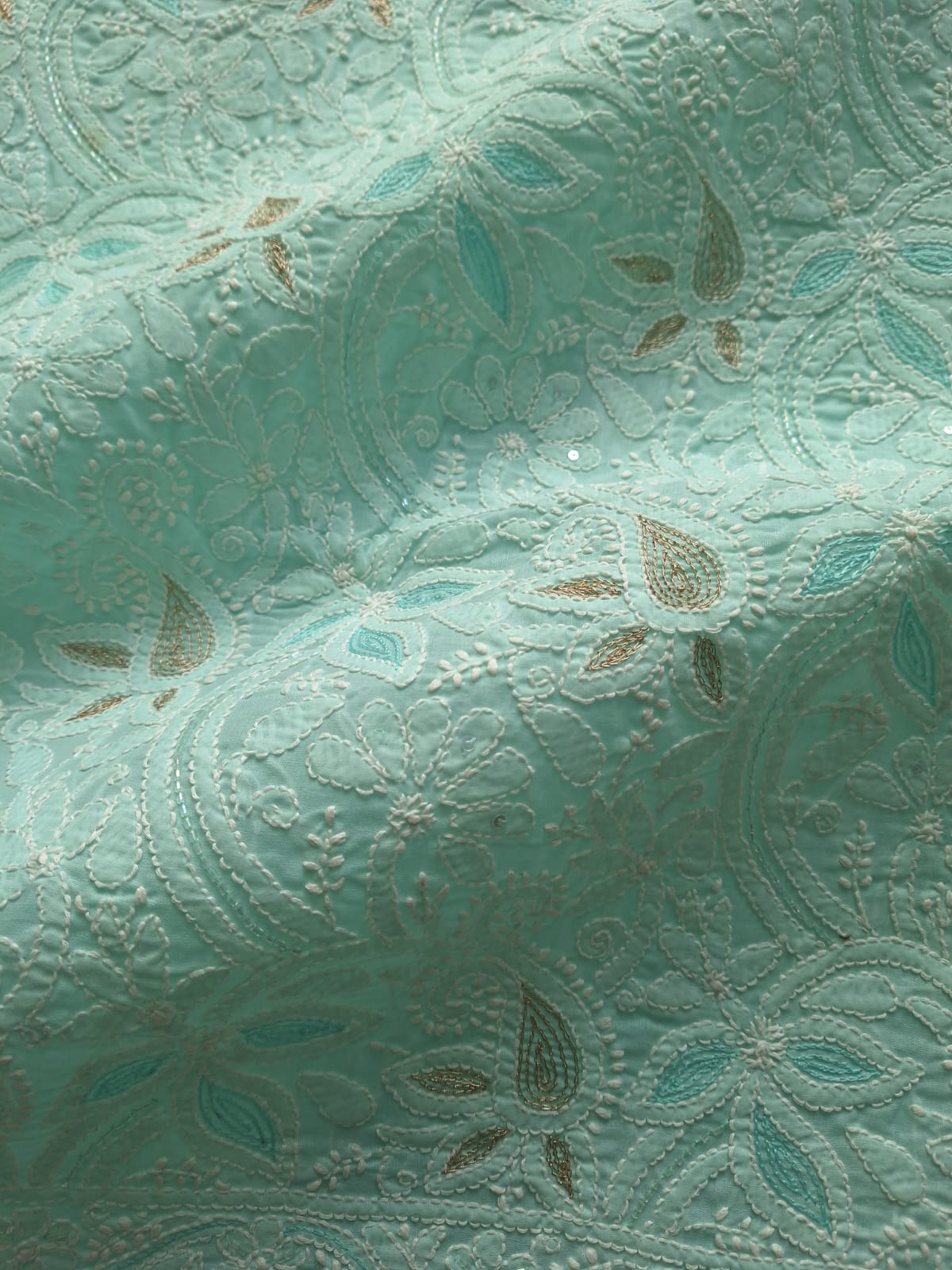 Sea Green Cotton Heavy Embellished suit