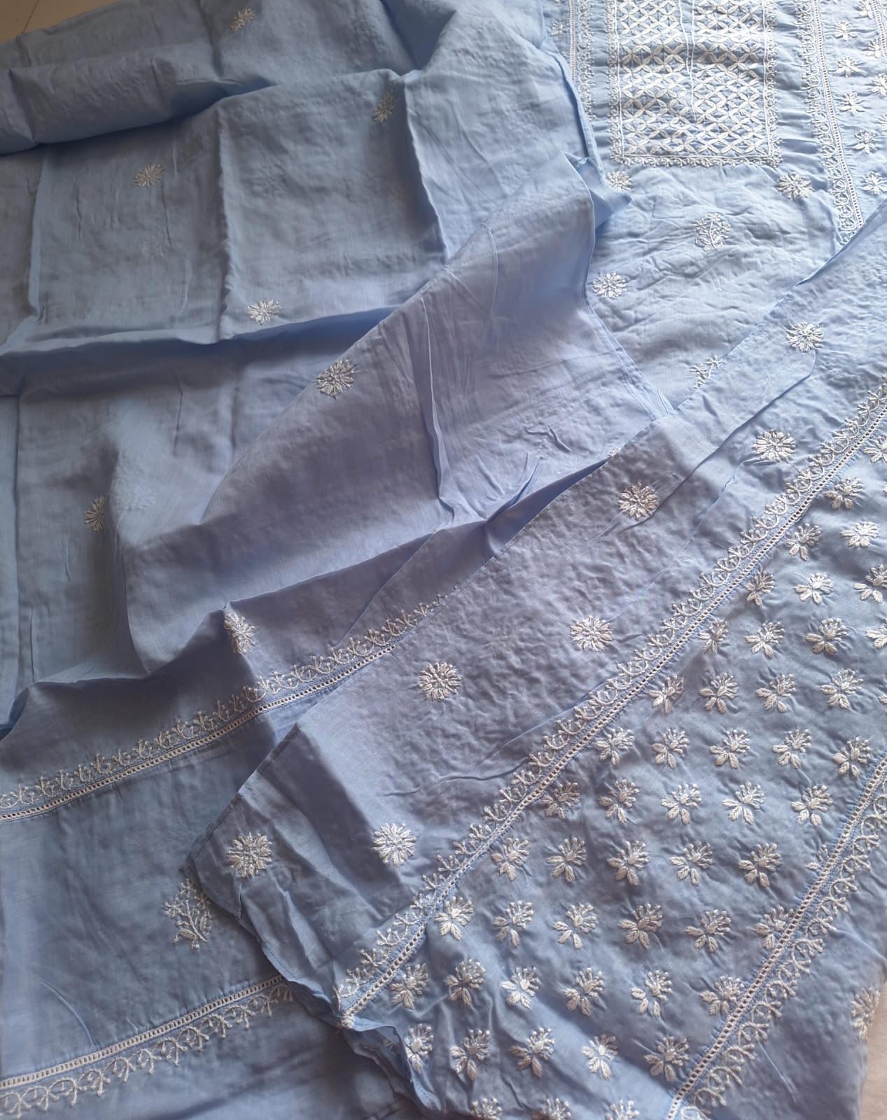 Mul Cotton A line Semi stitched Kurta and Dupatta set