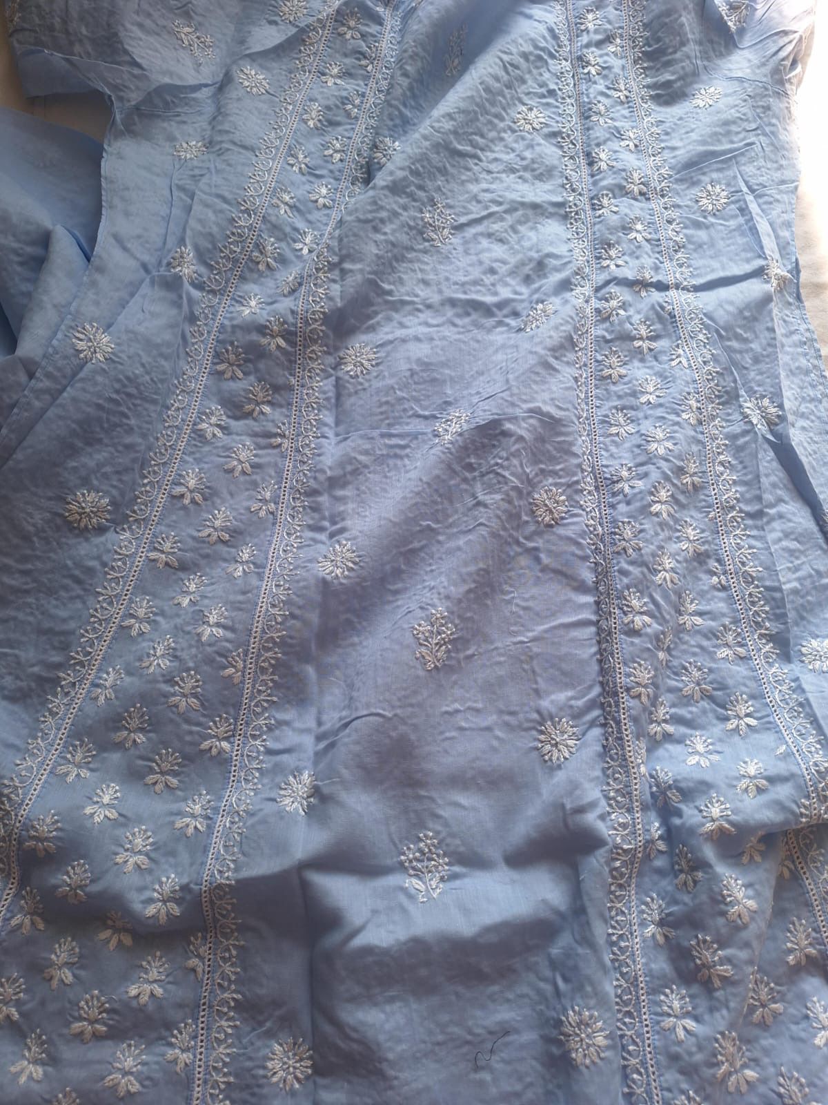 Mul Cotton A line Semi stitched Kurta and Dupatta set