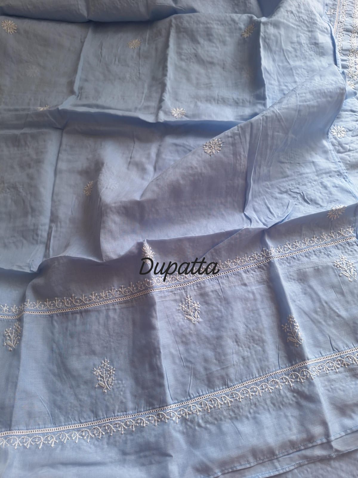 Mul Cotton A line Semi stitched Kurta and Dupatta set