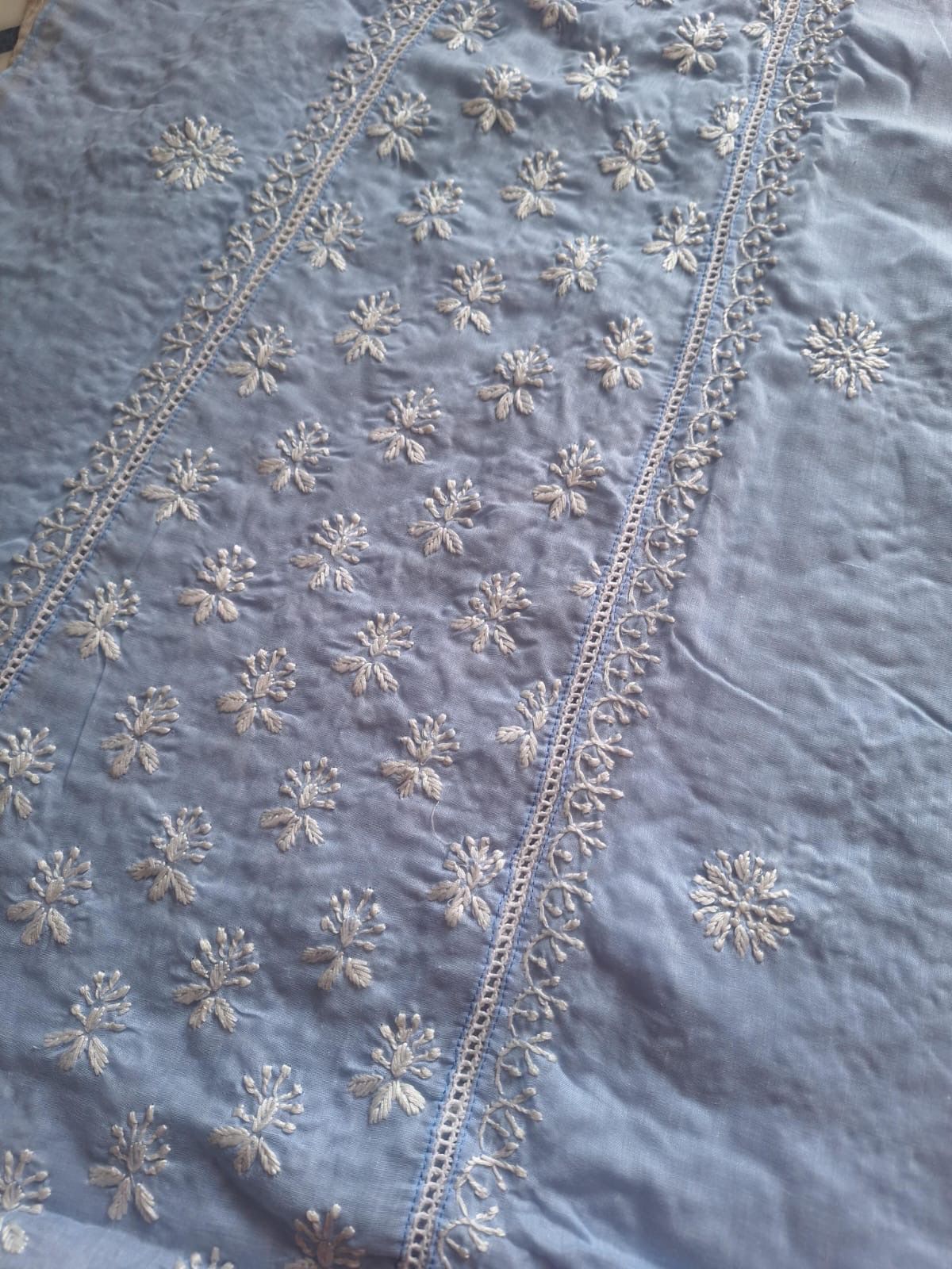 Mul Cotton A line Semi stitched Kurta and Dupatta set