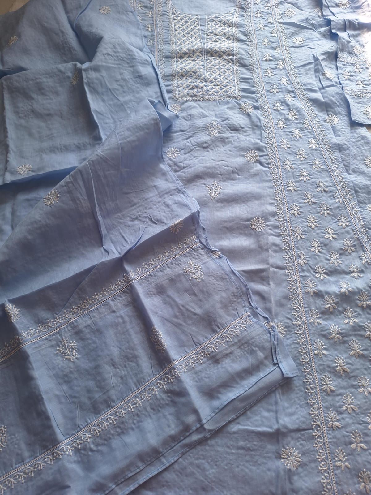 Mul Cotton A line Semi stitched Kurta and Dupatta set