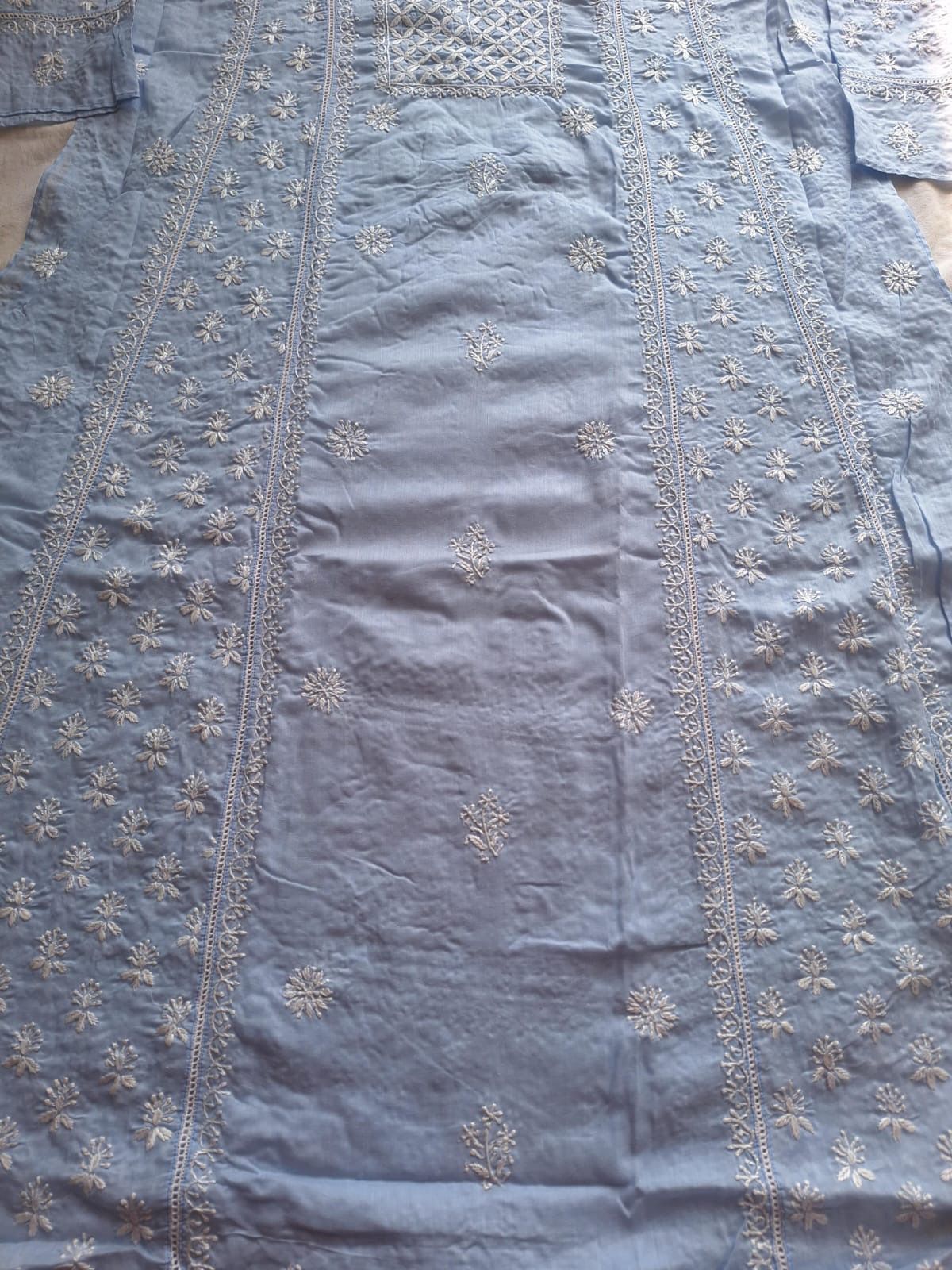 Mul Cotton A line Semi stitched Kurta and Dupatta set