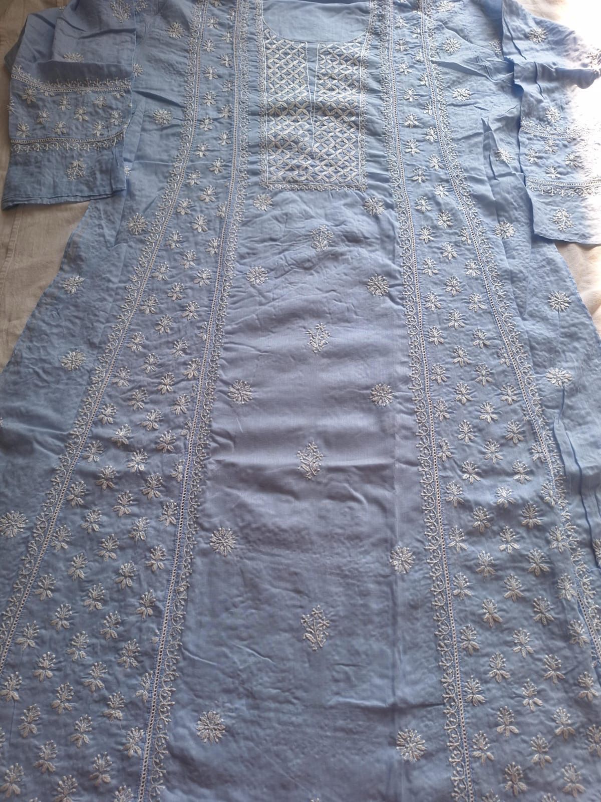 Mul Cotton A line Semi stitched Kurta and Dupatta set