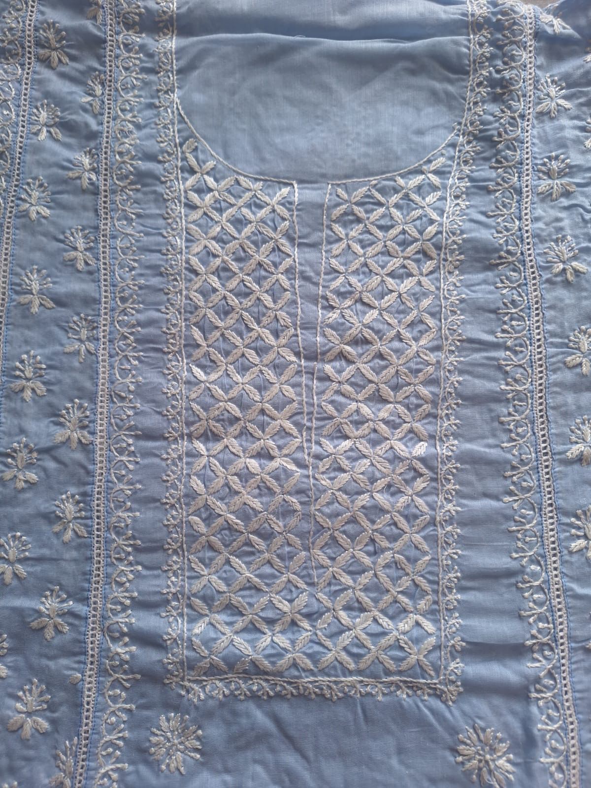 Mul Cotton A line Semi stitched Kurta and Dupatta set