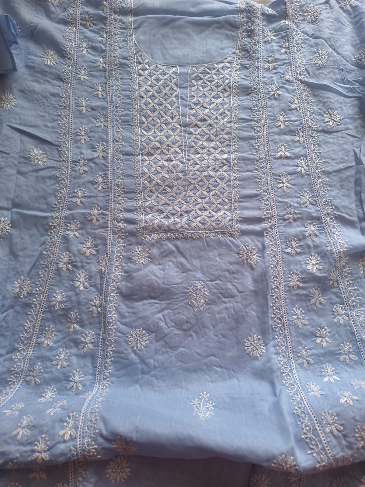 Mul Cotton A line Semi stitched Kurta and Dupatta set