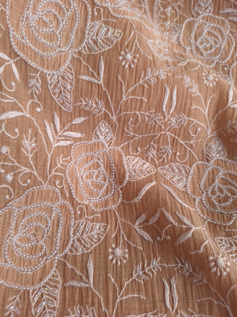 Cheeku color Semi stitched Kurta dupatta with intricate handwork and highlights