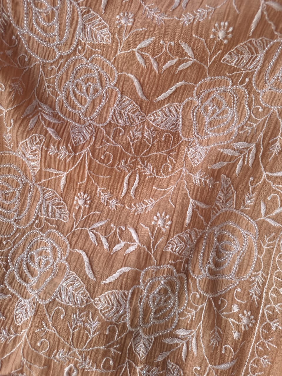 Cheeku color Semi stitched Kurta dupatta with intricate handwork and highlights