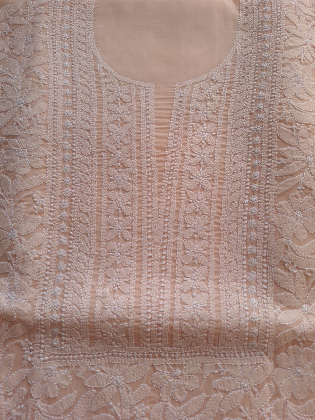 Pastel Peach Cotton Full set with Jaalwork