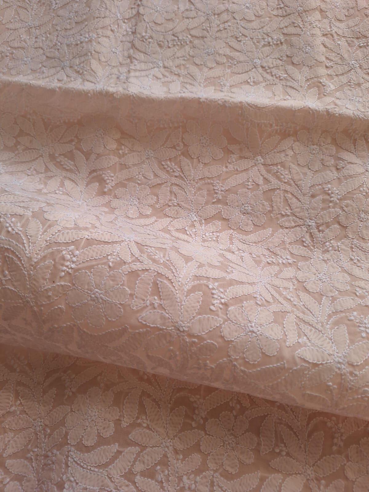 Pastel Peach Cotton Full set with Jaalwork