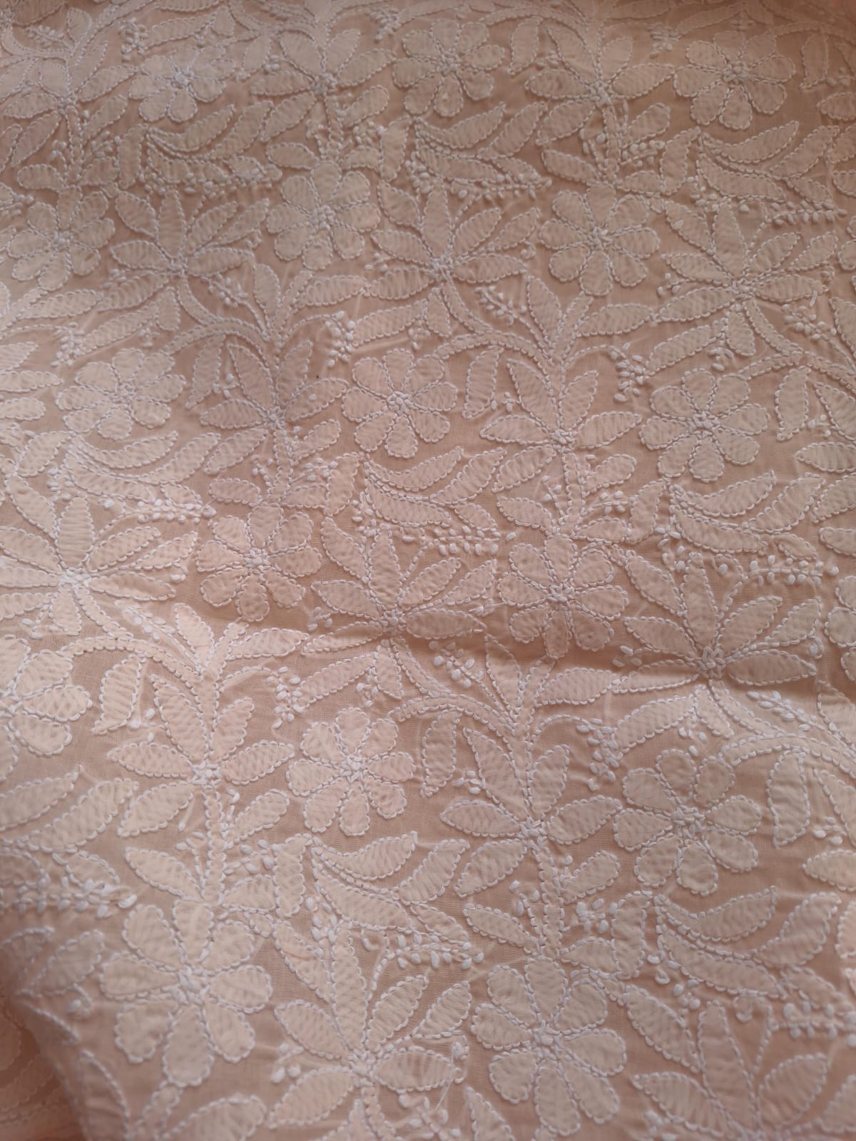 Pastel Peach Cotton Full set with Jaalwork