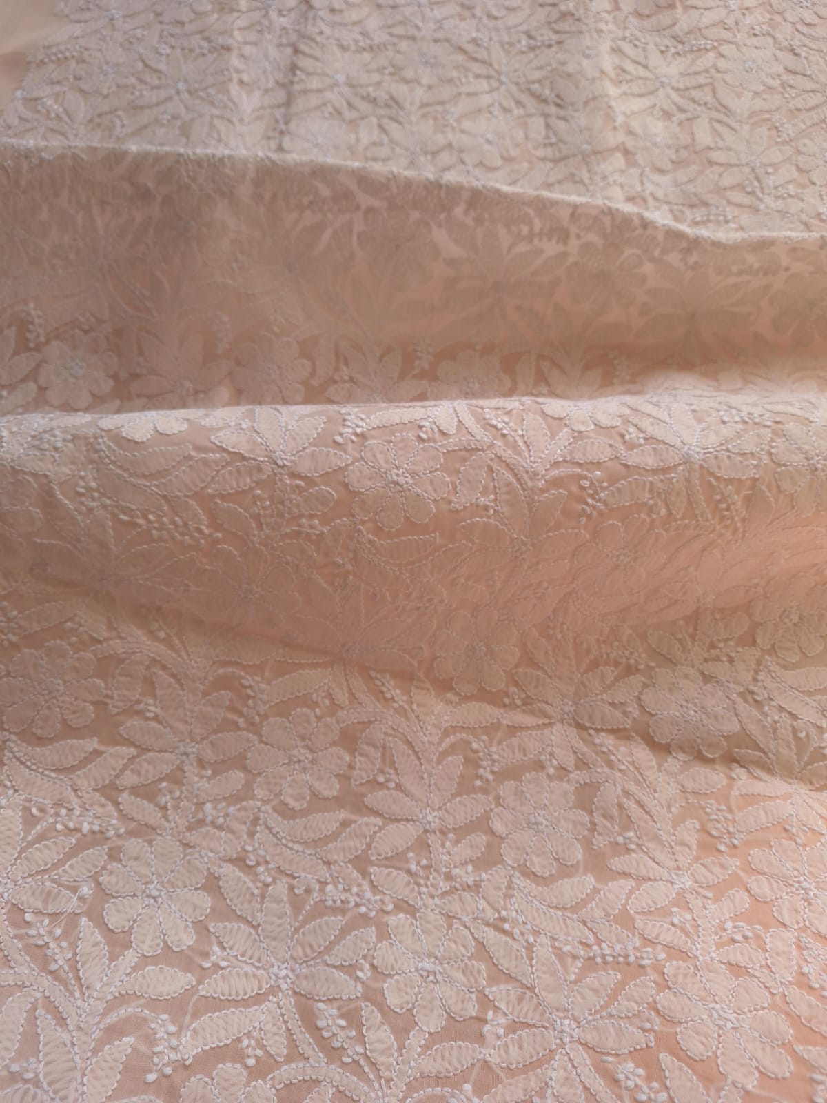 Pastel Peach Cotton Full set with Jaalwork