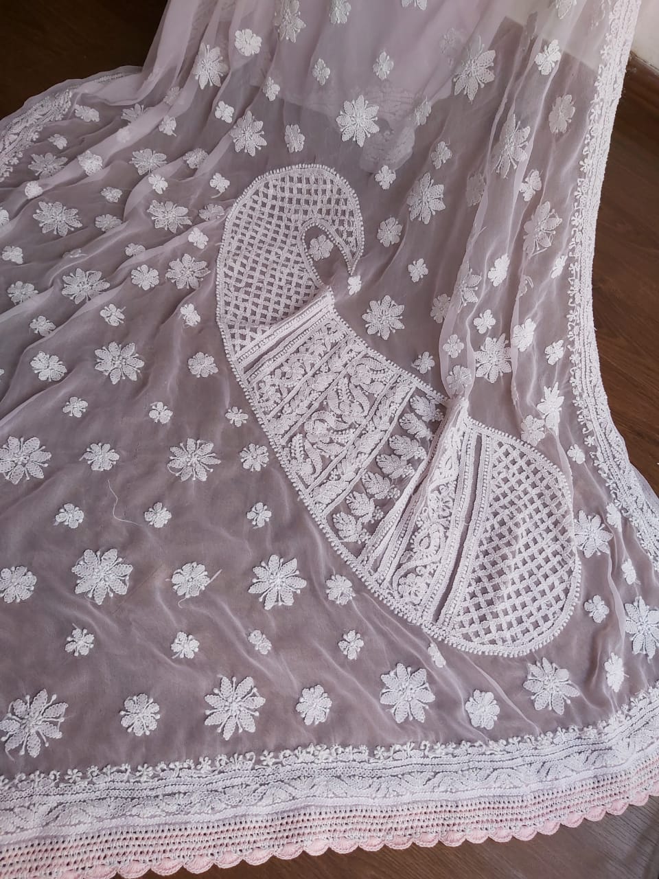 Baby Pink Georgette Saree for regular wear