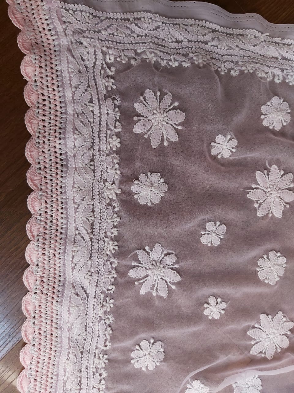 Baby Pink Georgette Saree for regular wear