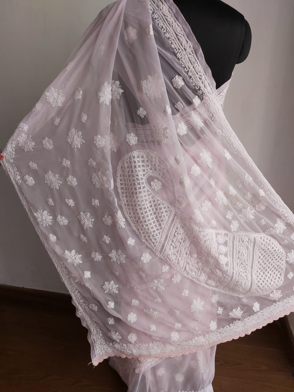 Baby Pink Georgette Saree for regular wear