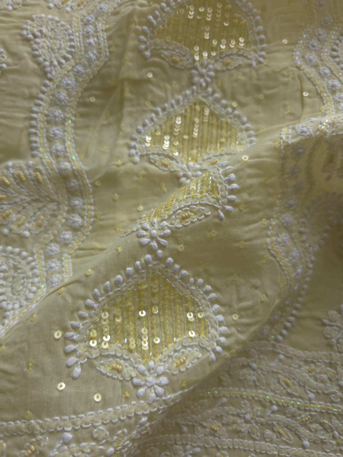 Earthy Beige Cotton full set with Heavy embellishments and chikankari