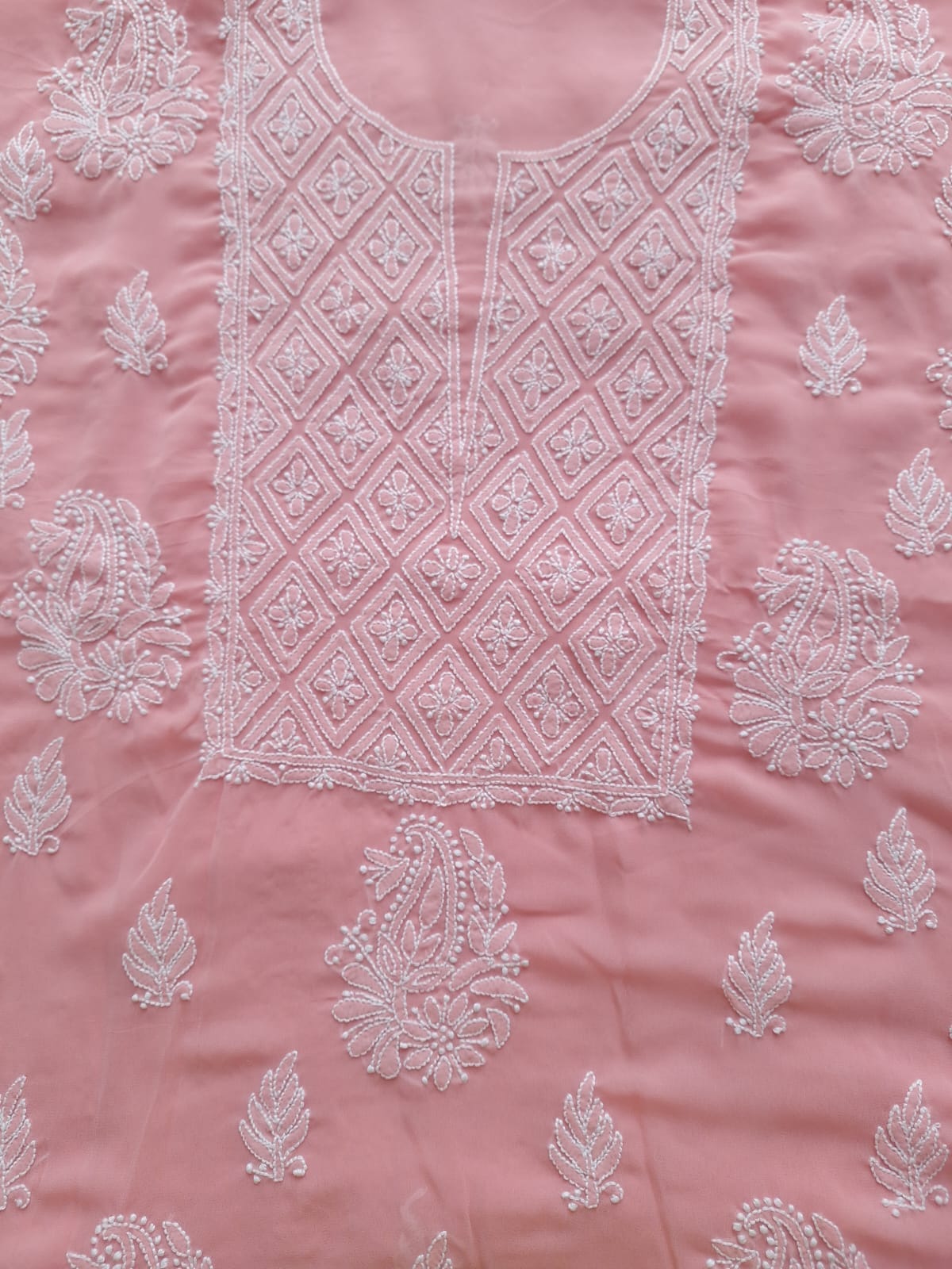 Peachish pink Georgette full set