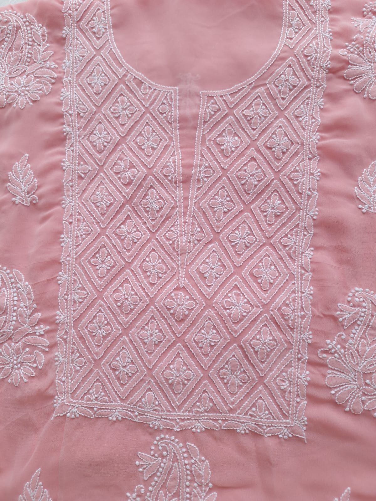 Peachish pink Georgette full set