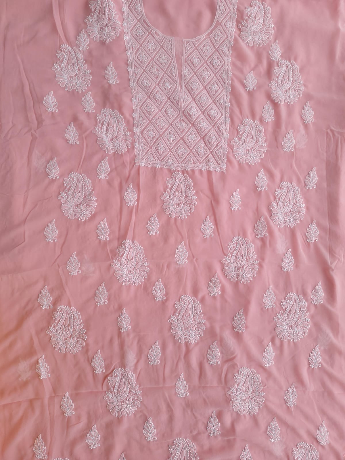 Peachish pink Georgette full set