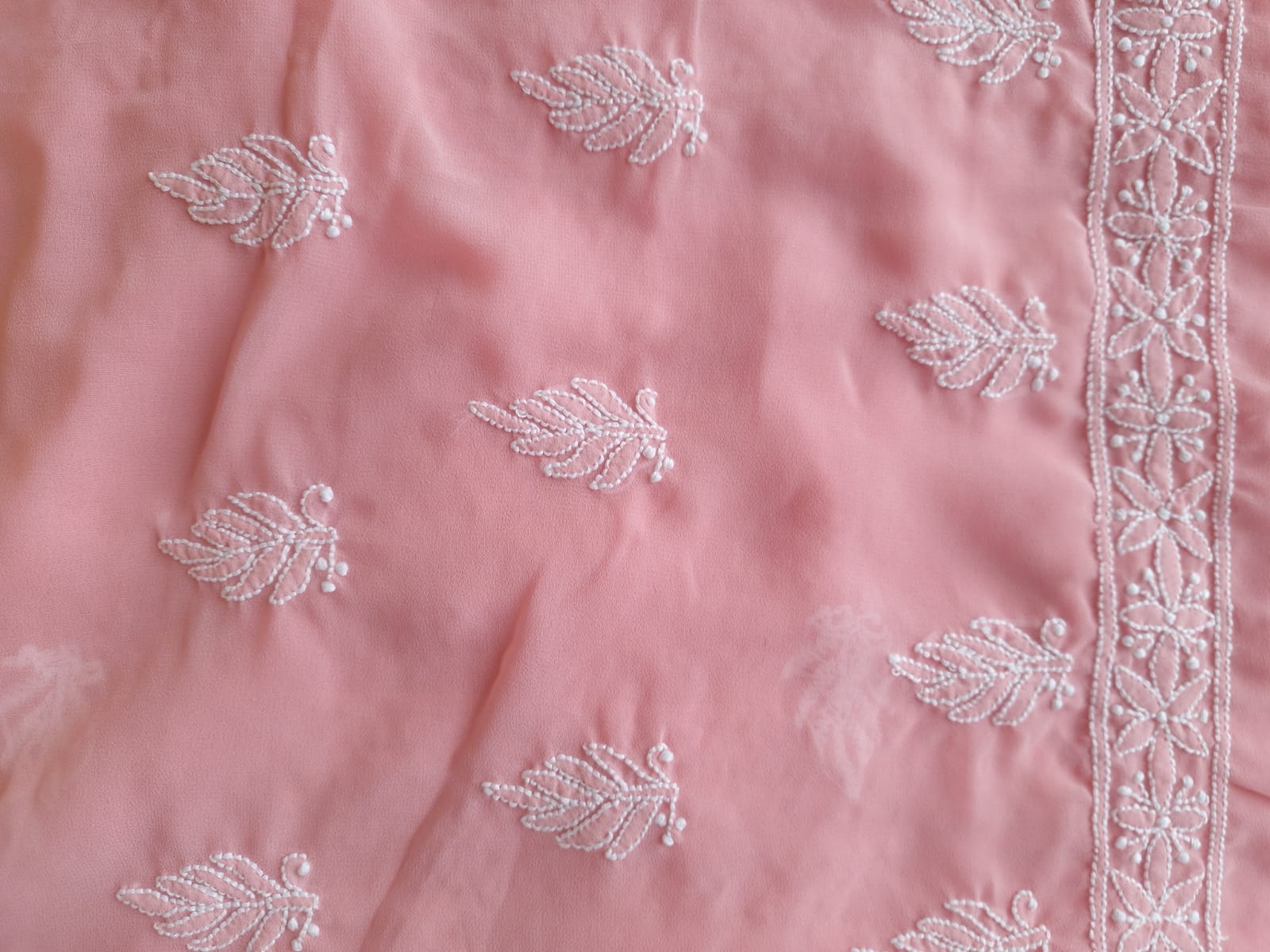 Peachish pink Georgette full set