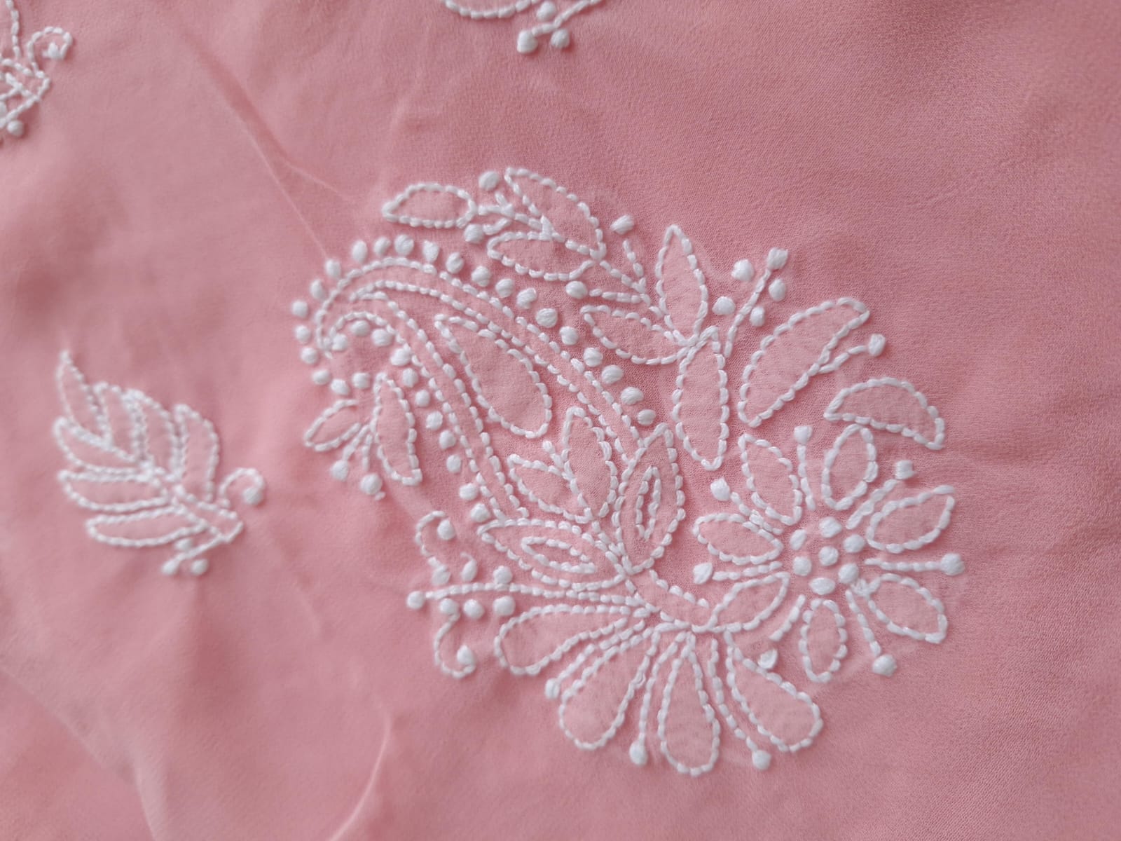 Peachish pink Georgette full set