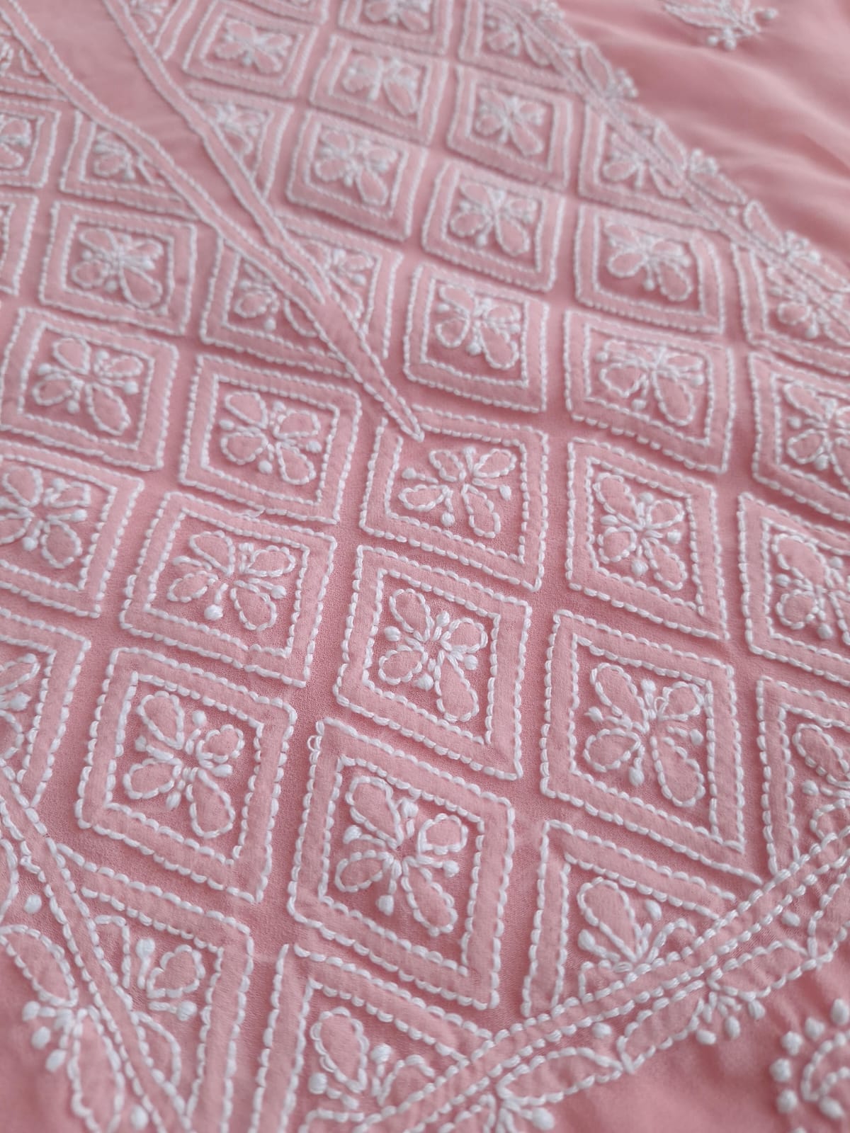 Peachish pink Georgette full set