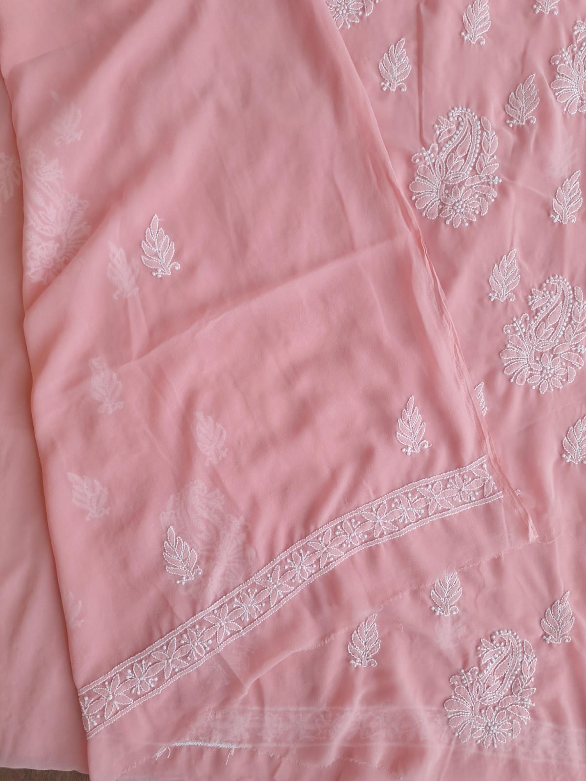 Peachish pink Georgette full set