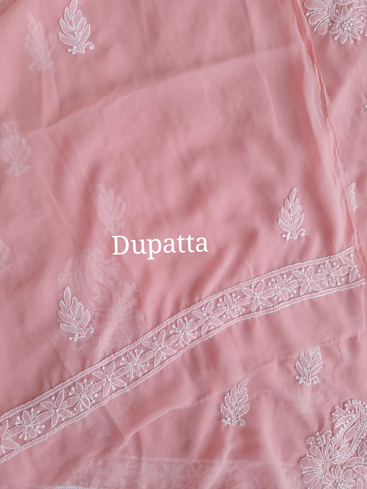 Peachish pink Georgette full set