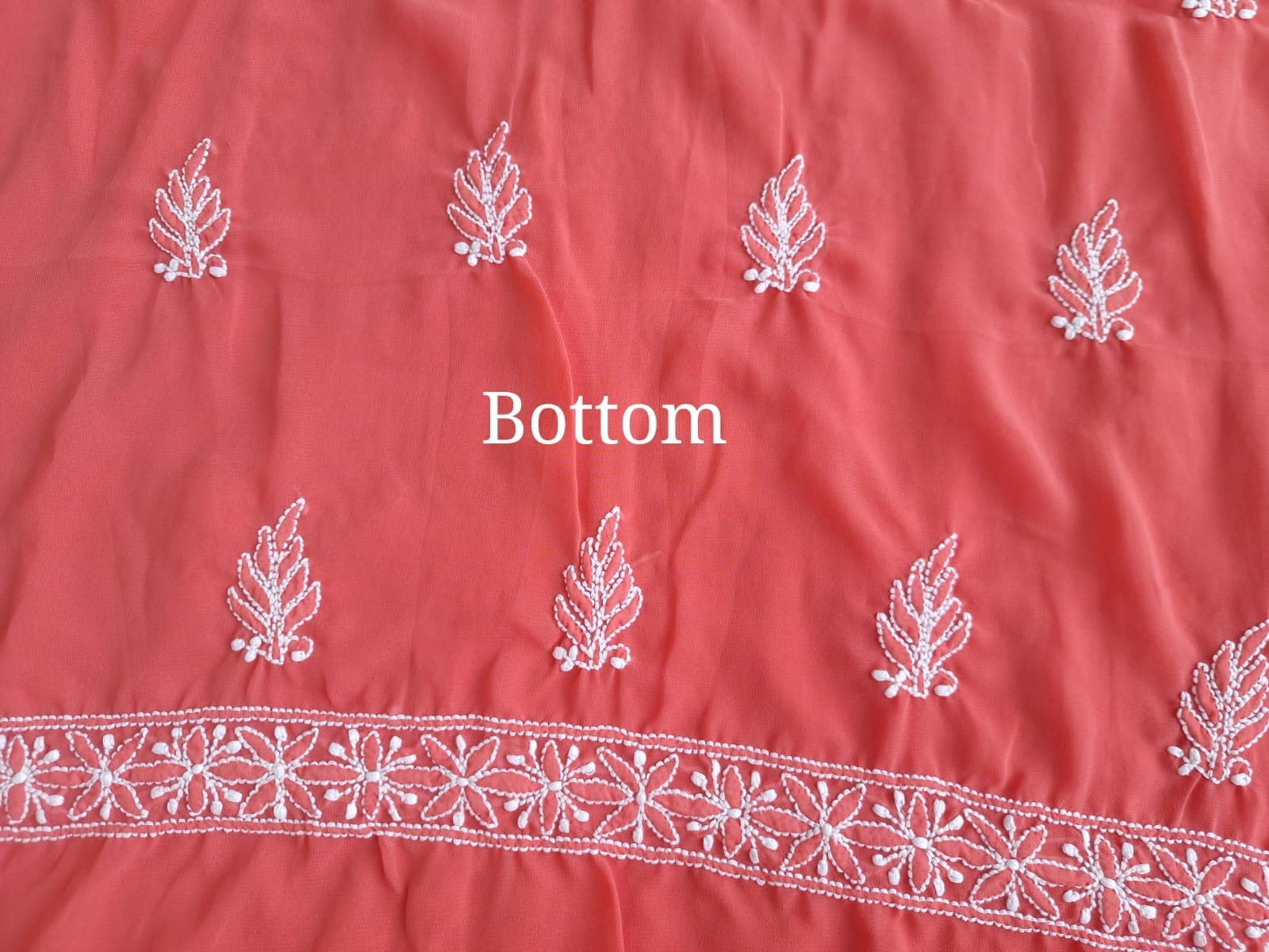 Coral Color Georgette chikankari Full suit