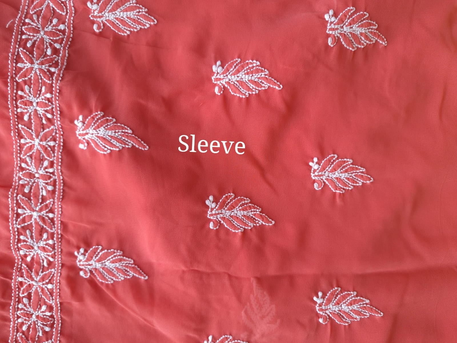 Coral Color Georgette chikankari Full suit