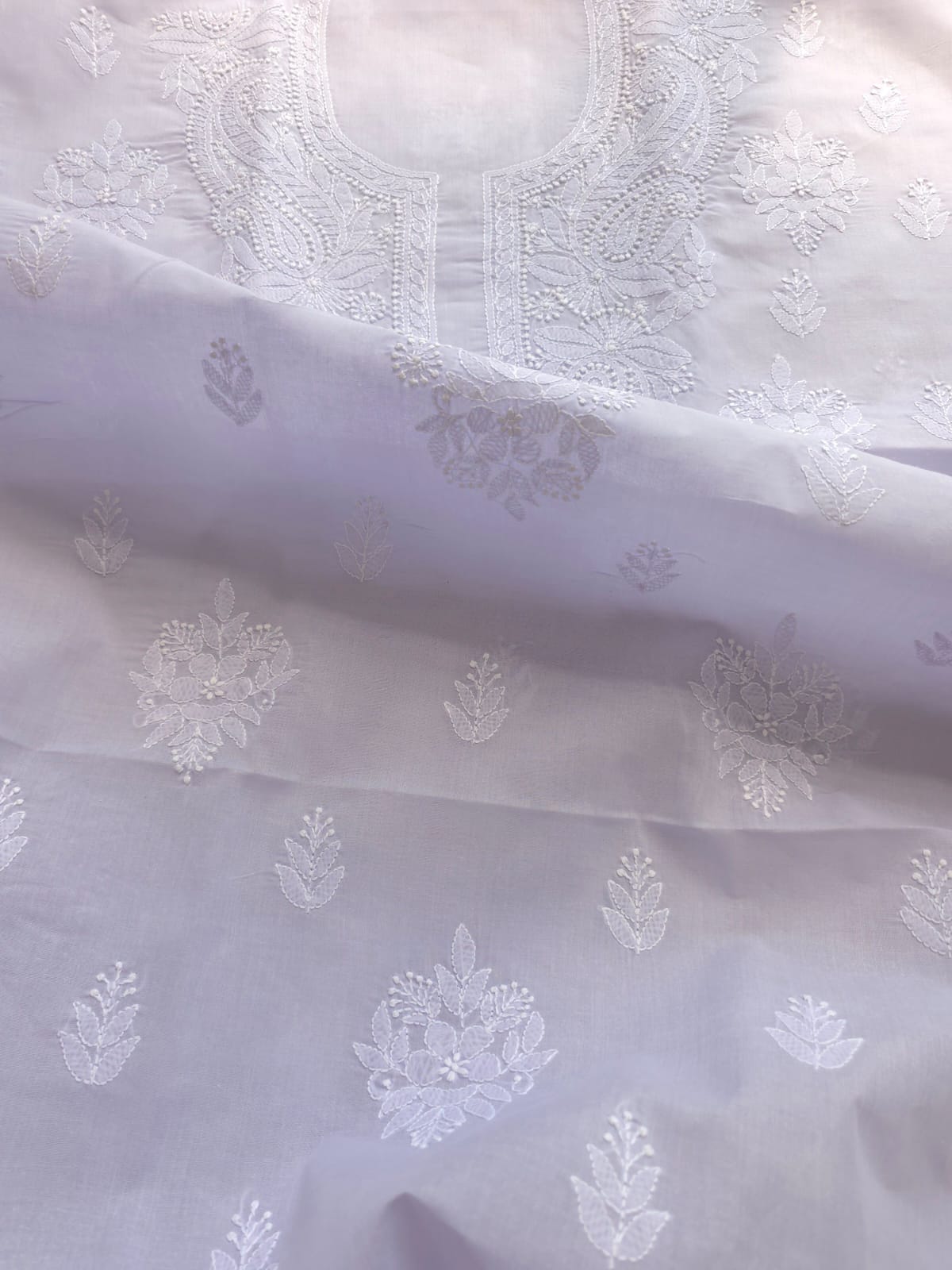 Mauve Cotton Kurta with chikankari