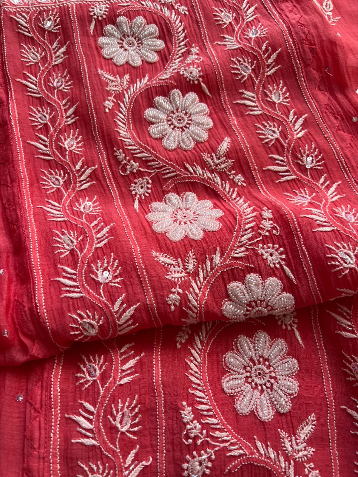 Magenta Pink Mul Chanderi Kurta deupatta with chikanwork and Cutdana