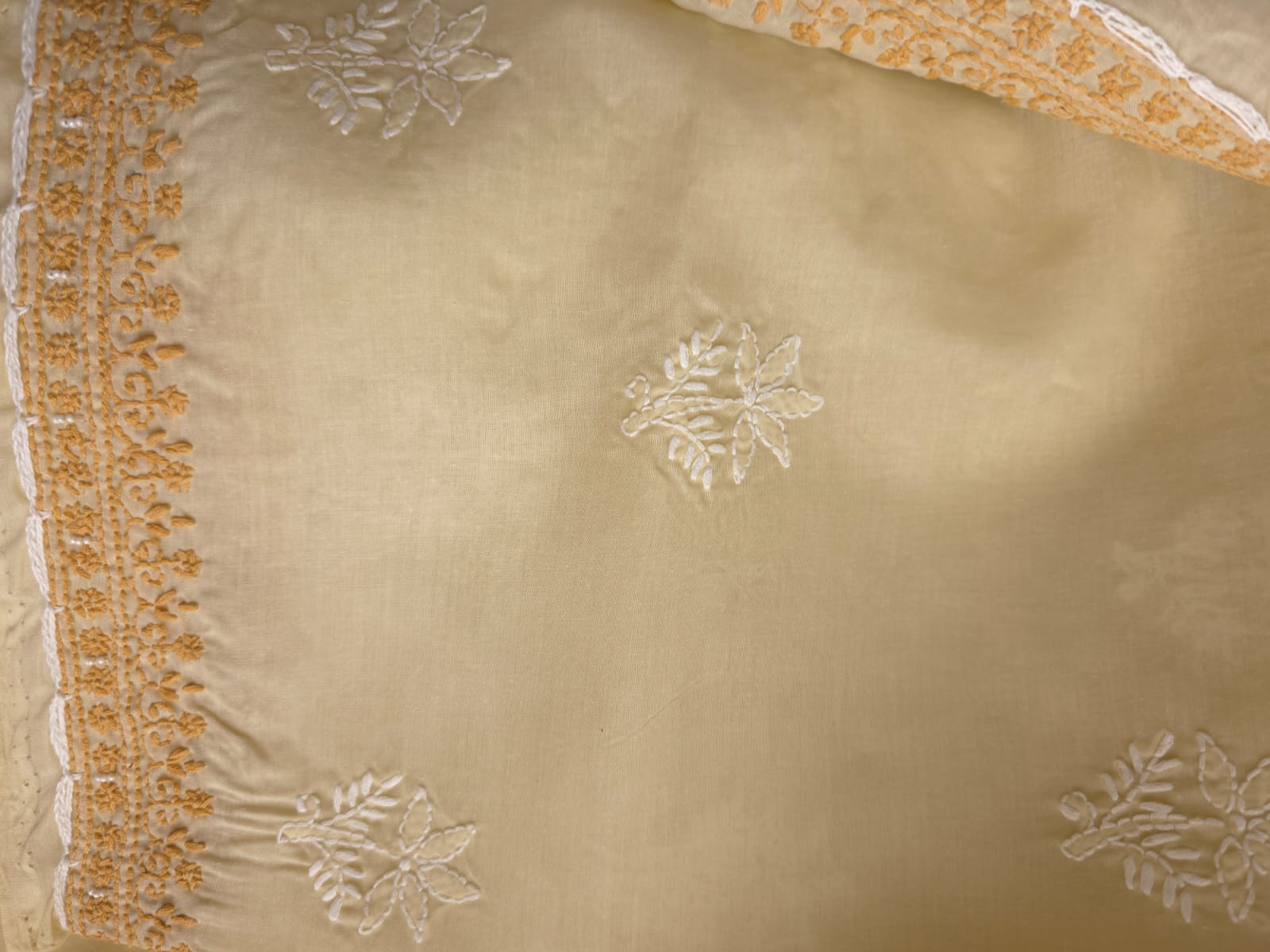 Beige Brown Combo cotton full set with chikankari and sequins