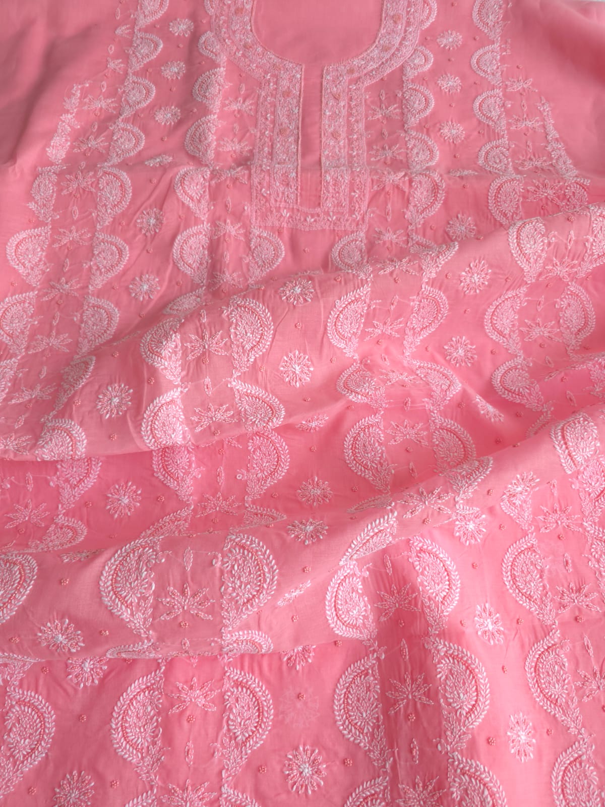 Gajri Color Cotton Hand embroidered full suit