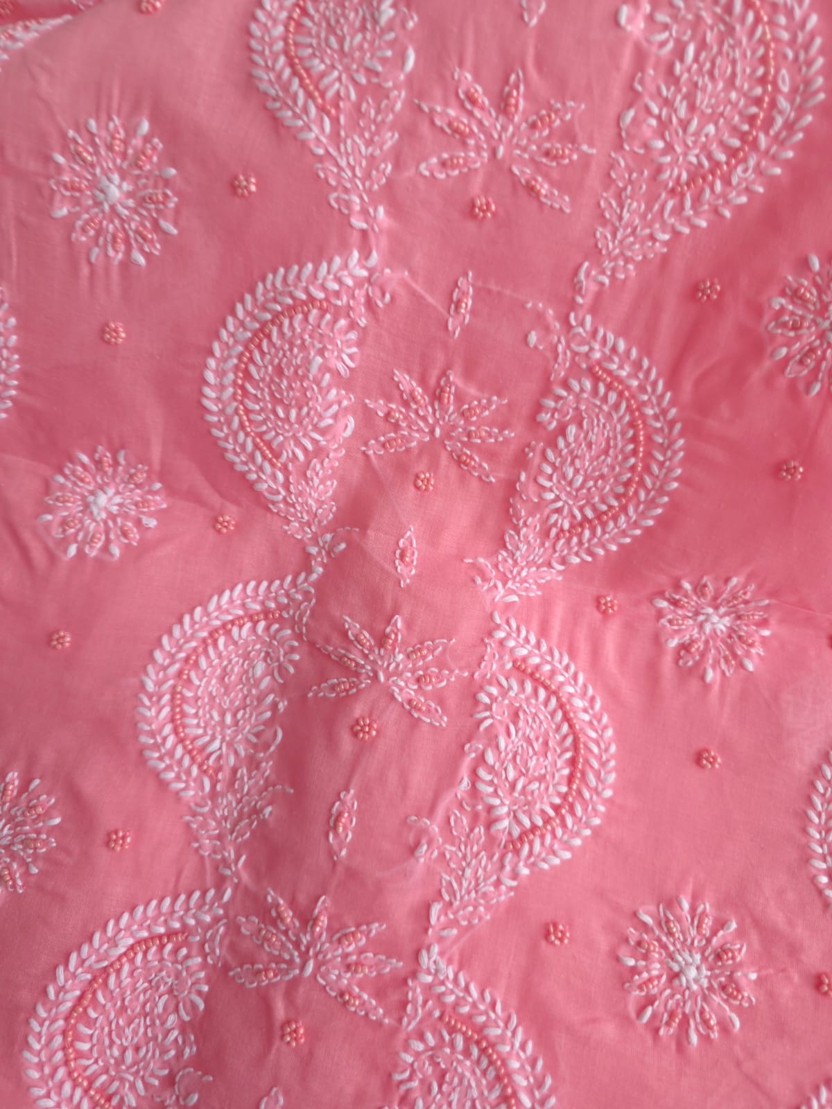 Gajri Color Cotton Hand embroidered full suit