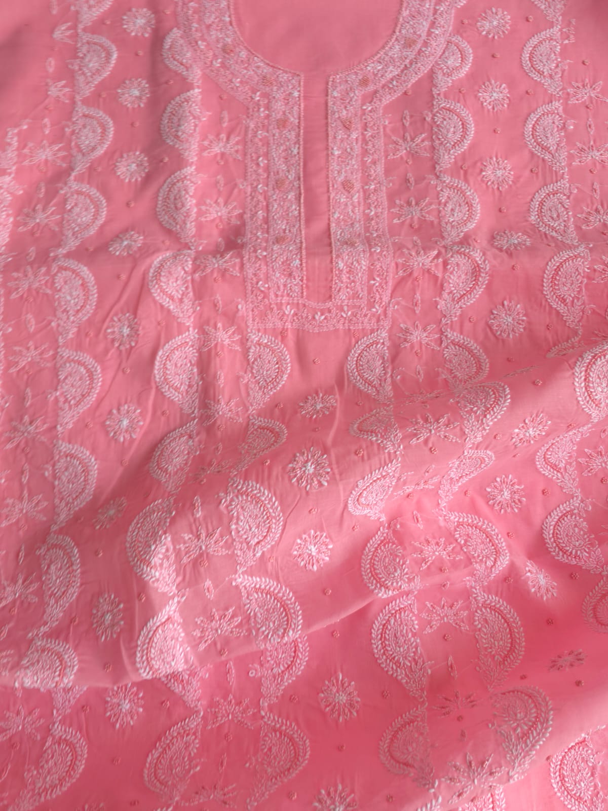 Gajri Color Cotton Hand embroidered full suit