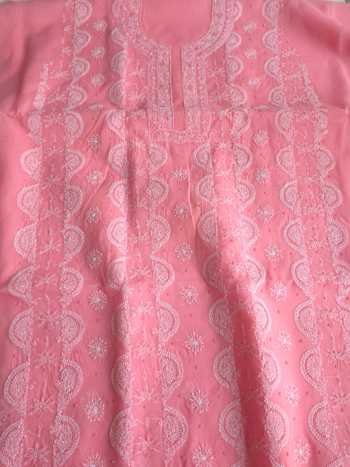 Gajri Color Cotton Hand embroidered full suit