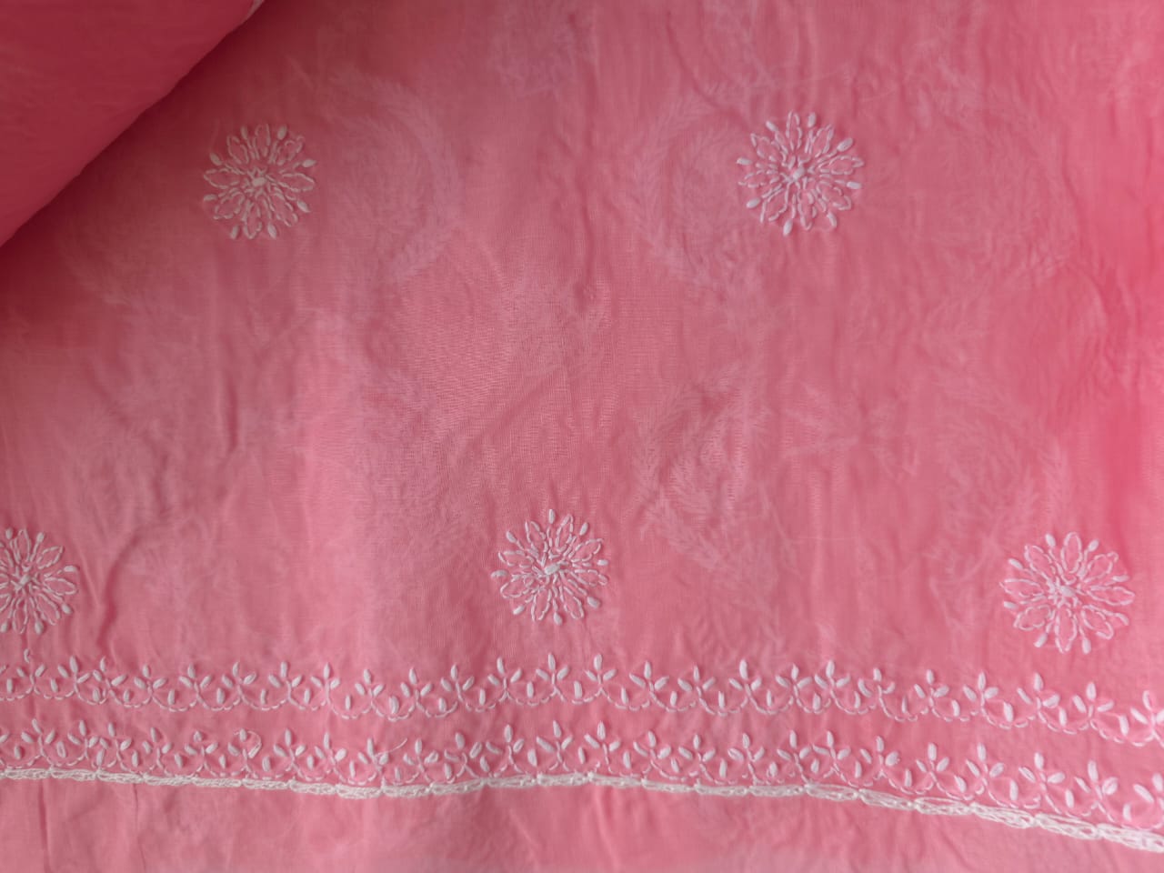 Gajri Color Cotton Hand embroidered full suit