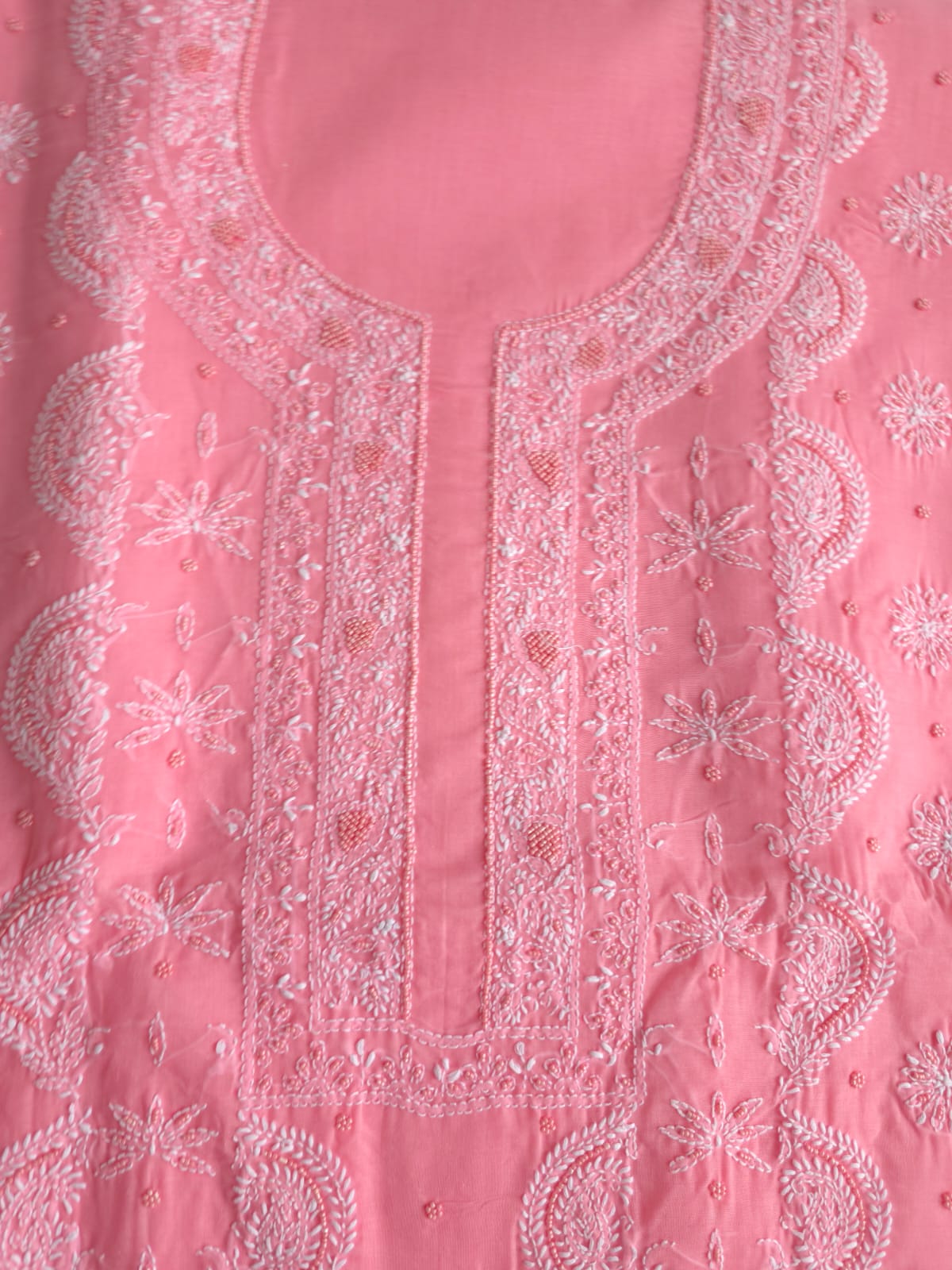 Gajri Color Cotton Hand embroidered full suit