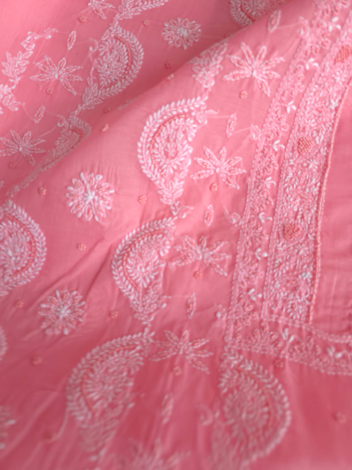 Gajri Color Cotton Hand embroidered full suit