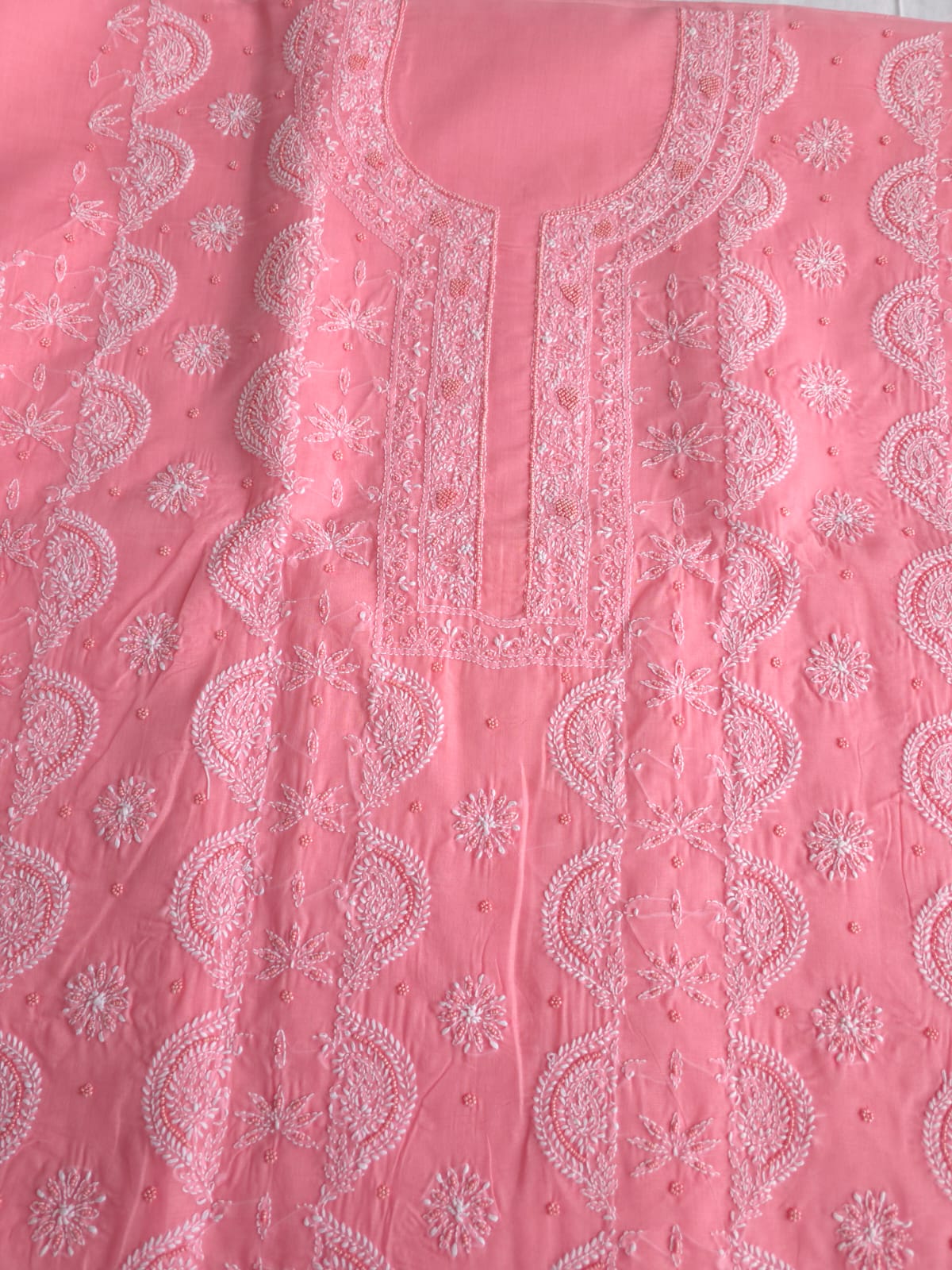 Gajri Color Cotton Hand embroidered full suit