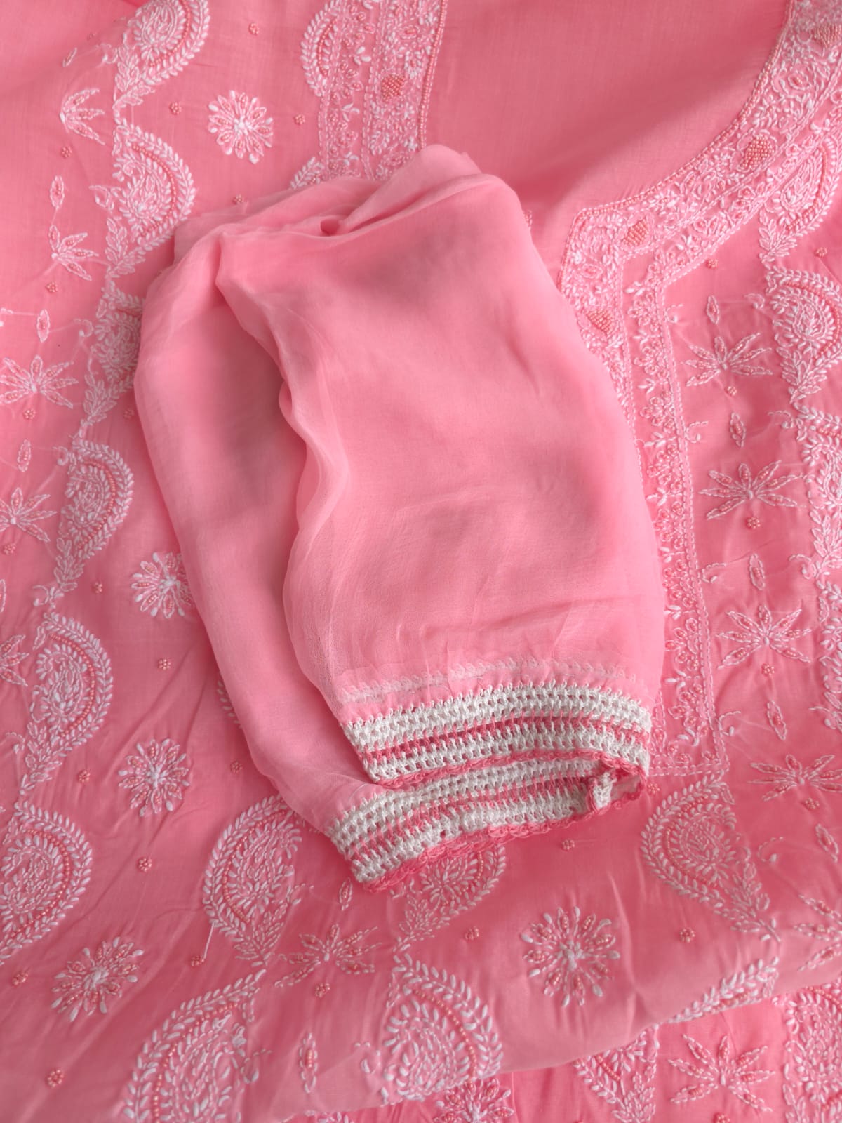 Gajri Color Cotton Hand embroidered full suit