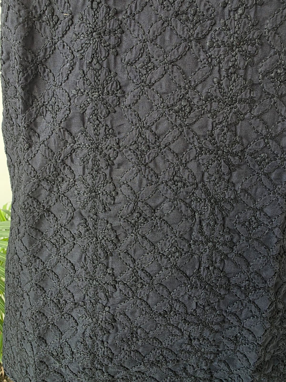 Soft Cotton Hand Embroidered Black Sleeveless Short Top